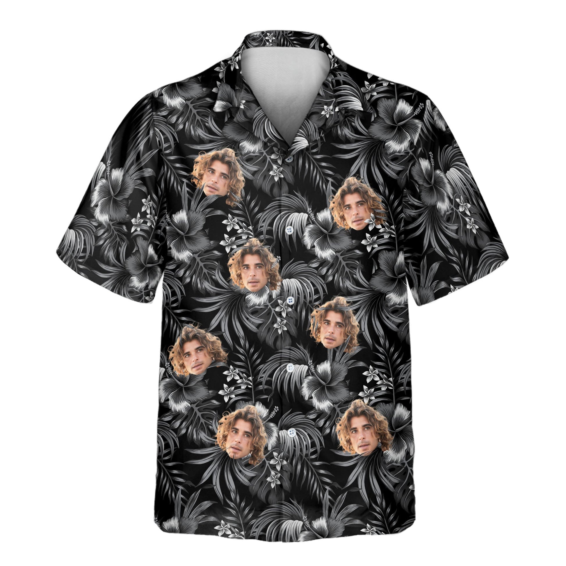 Midnight Hibiscus Paradise | Aloha Custom Hawaiian Shirts with Faces or Logos