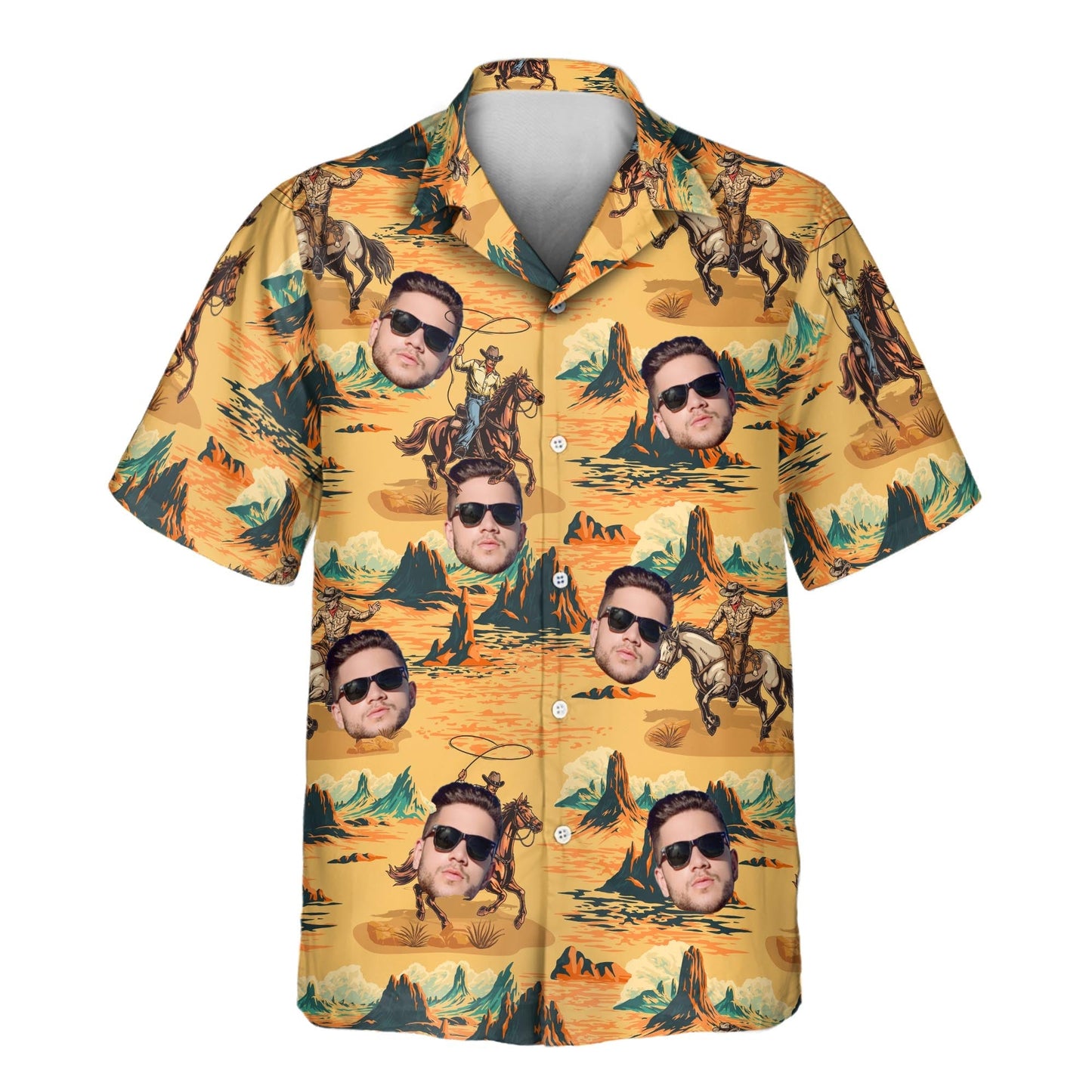 Retro Cowboy Rider | Aloha Custom Hawaiian Shirts with Faces or Logos