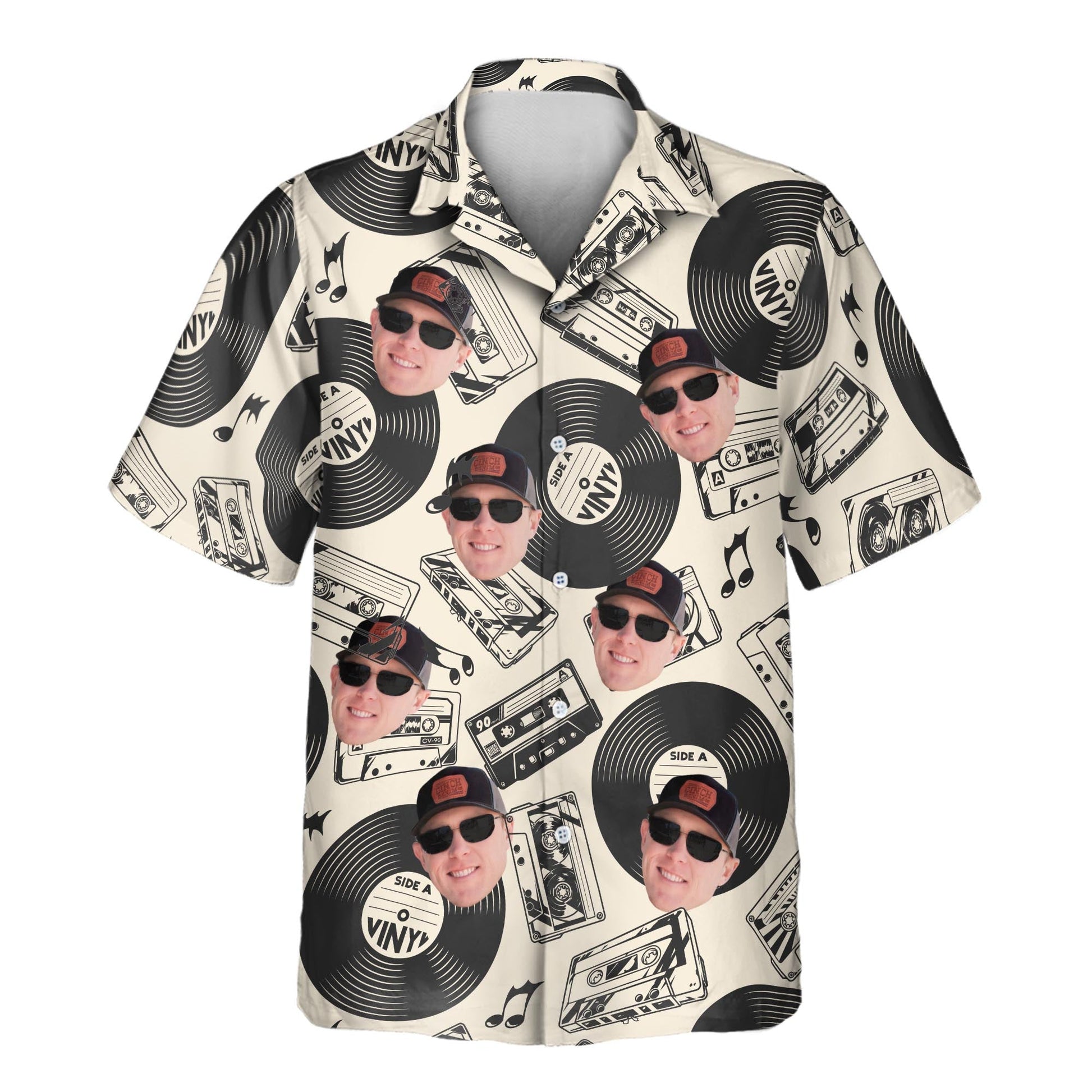 Retro Record Vibes | Aloha Custom Hawaiian Shirts with Faces or Logos