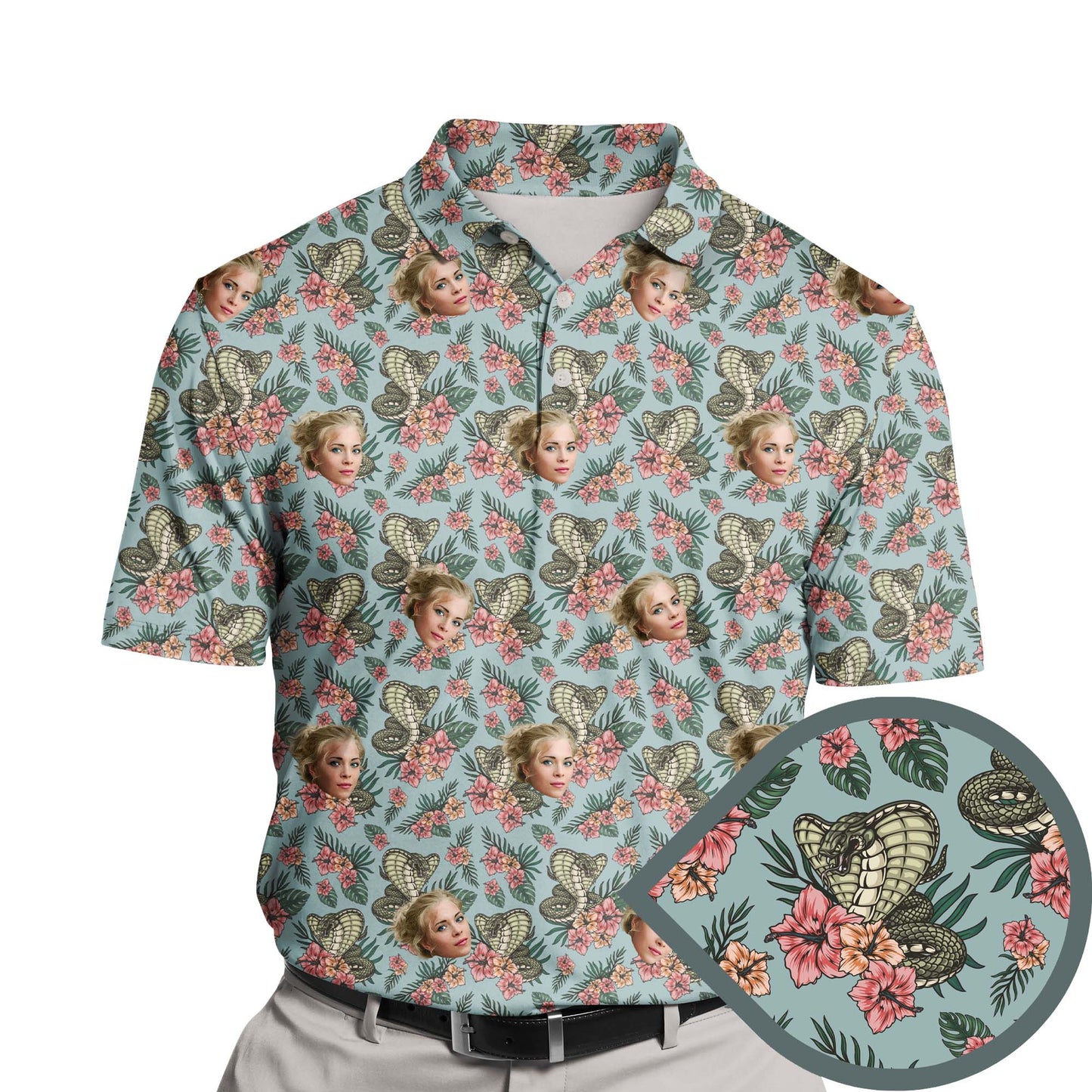 Tropical Cobra | Funny Golf Shirts with Faces or Logos