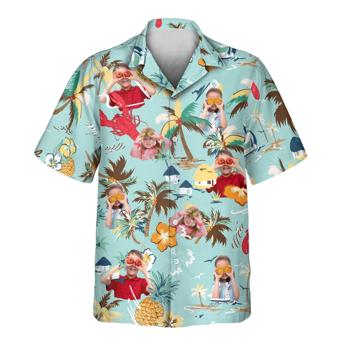 Turquoise Tropical Island | Aloha Custom Hawaiian Shirts with Faces or Logos