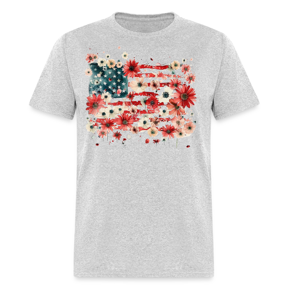 Floral American Flag T Shirt