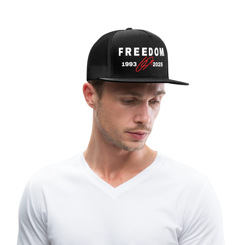 Freedom Charlie Kirk 1993-2025 Black Trucker Hat
