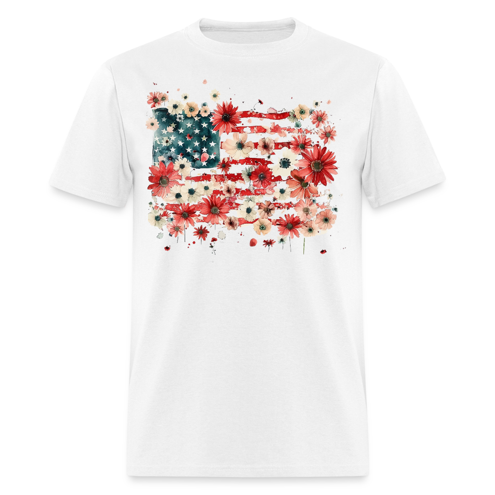 Floral American Flag T Shirt