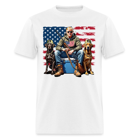Hunting Trump American Flag  T Shirt