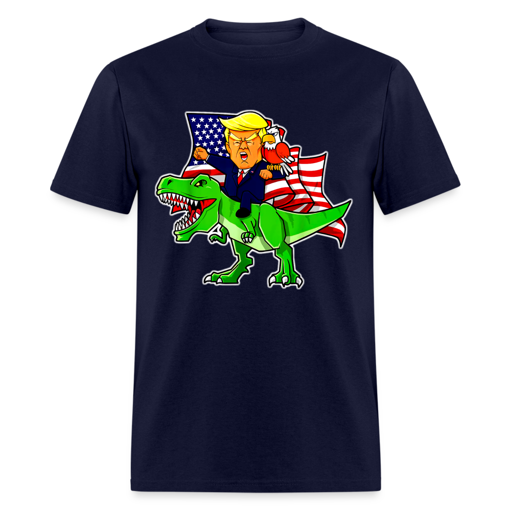 Trump Riding a Dinosaur T-Rex Funny Patriotic T Shirt
