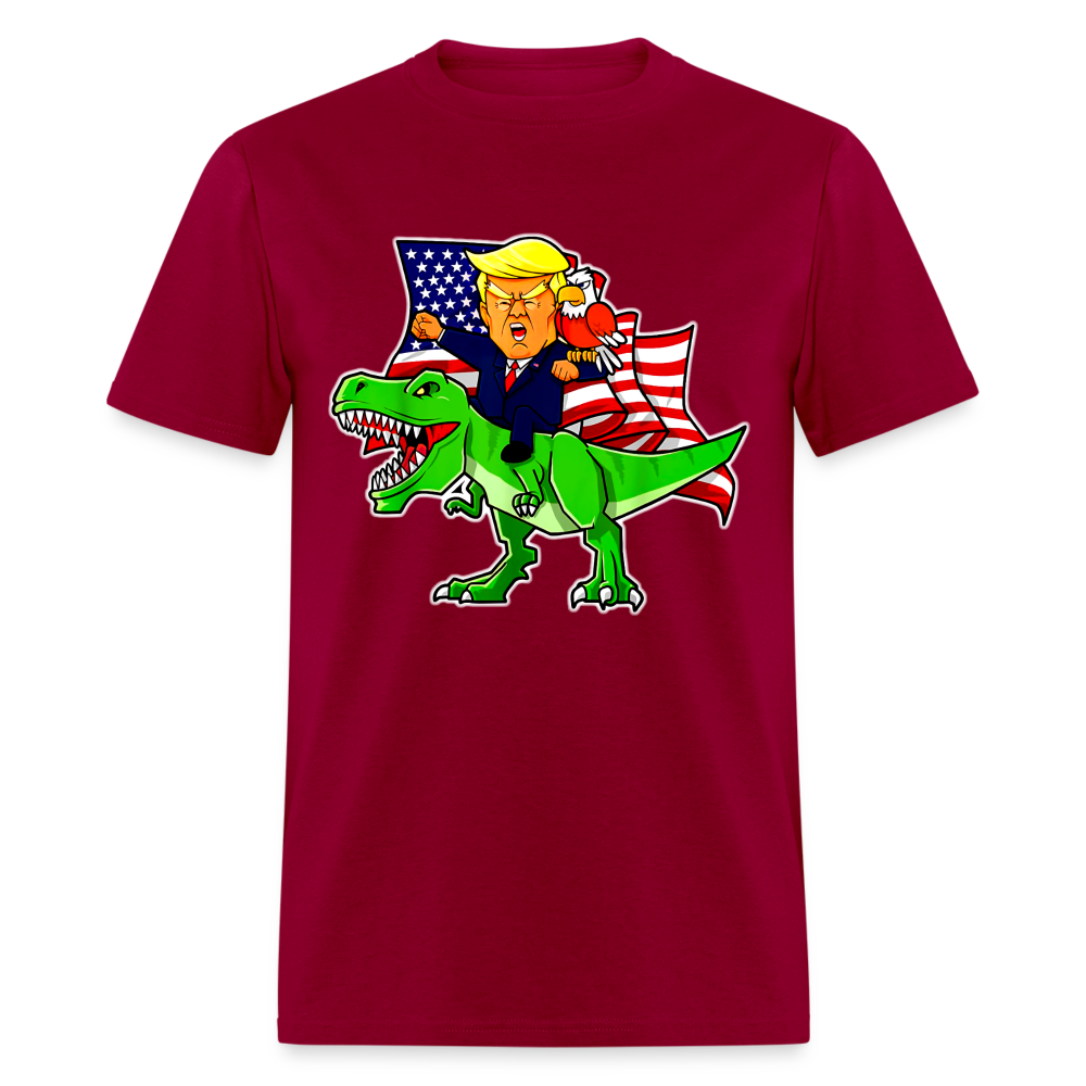 Trump Riding a Dinosaur T-Rex Funny Patriotic T Shirt