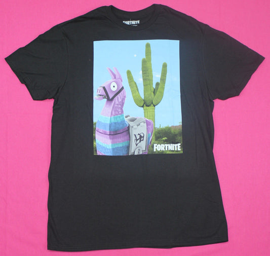 Fortnite Loot Llama Cactus Black Graphic T-Shirt