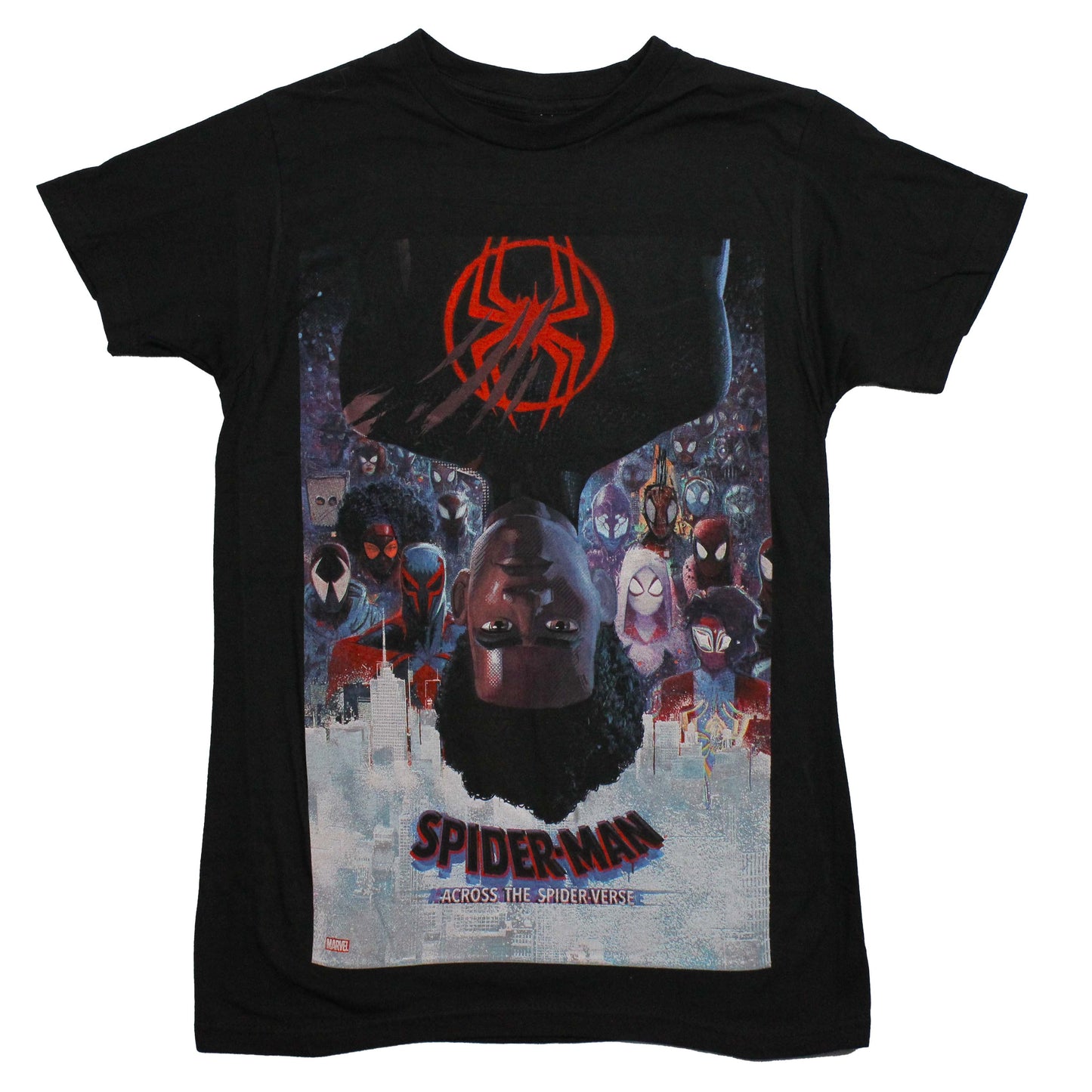 Spider-Man Across the Spider-Verse Mens T- Shirt - Miles Upside Down Poster