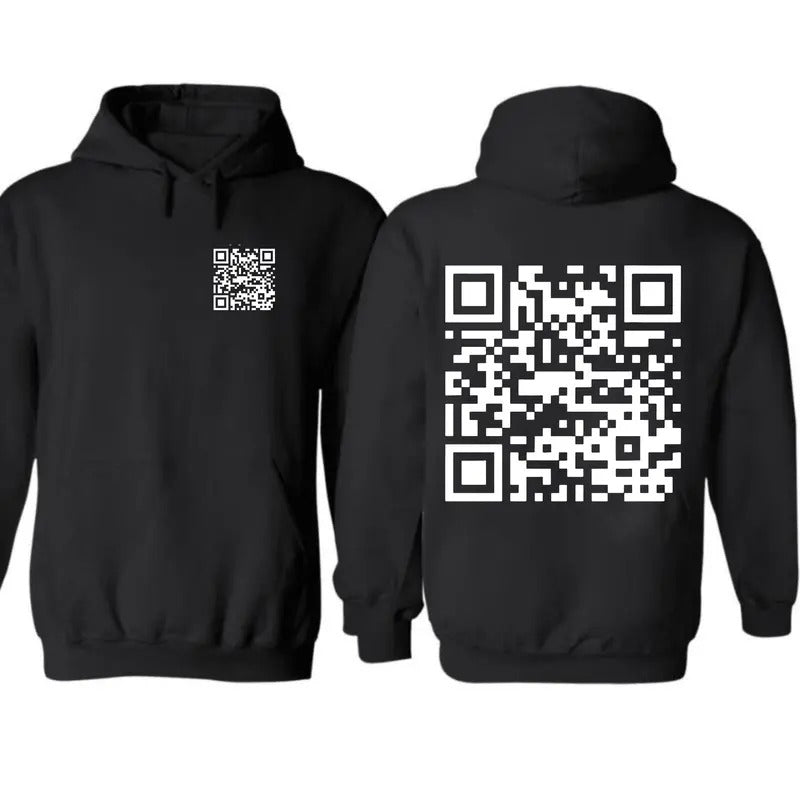 2 Sides Funny FU QR Code Men's Hoodie, QR Code Hoodie, Gift For Her, Gift For Him, Classic Fabric Top Unisex Clothing...