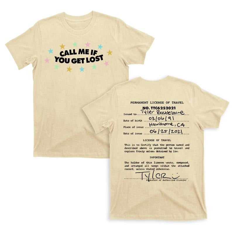 2 Sides Tyler The Creator CMIYGL Tour permanent license of travel T-shirt, Tyler The Creator T-shirt, Tyler The Creator T-shirt, Gift For Her, Gift For Him