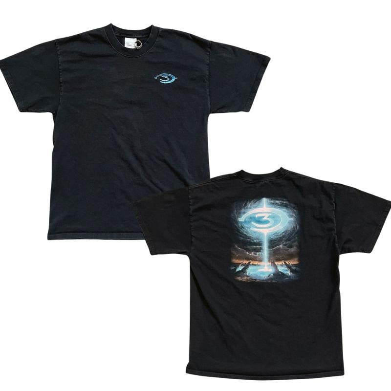 2-sides 2008 Vintage Halo 3 Logo Promo Tee Graphic Digital Print 100% Cotton Casual Crew Neck Tee