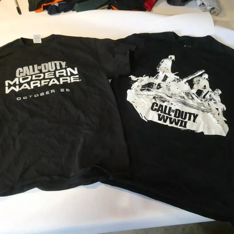 2 sides Call of Duty Modern Warefare adn WWII T-shirt,  Made Using 100% Us Cotton, Design & Printed In The USA Menswear...
