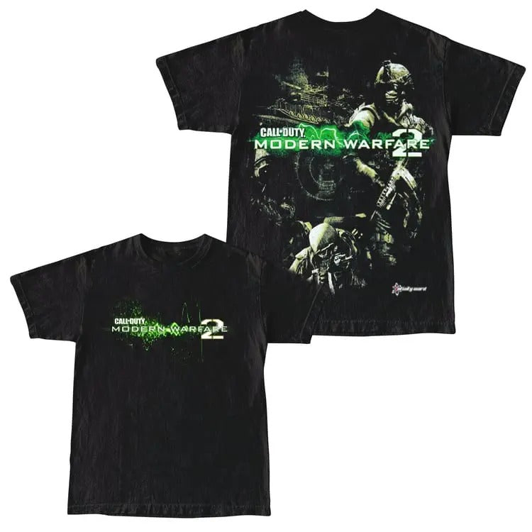 2-sides Vintage Call of Duty Modern Warfare 2 IW Promo Vintage Y2K T-shirt Made Using 100% Us Cotton, Design & Printed In The USA Menswear Top