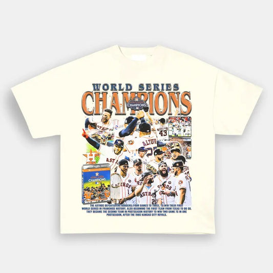 2017 WORLD SERIES CHAMPS- Vintage baseball Graphic Tee- Vintage baseball Graphic T-Shirt PGA Masters The Open Golf Casual Classic Cotton Fabric Menswear Top Medium Tee