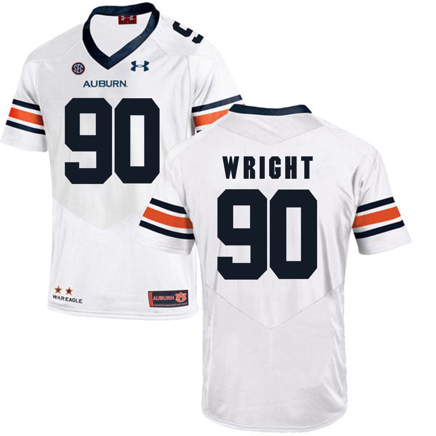 2017 Auburn Tigers Under Armour Gabe Wright 90 White