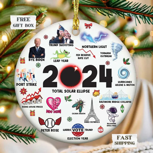 2024 Christmas Ornament Year in Review Major Events Commemorative Funny & Cute Year to Remember Ornament Funny 2024 Major Events