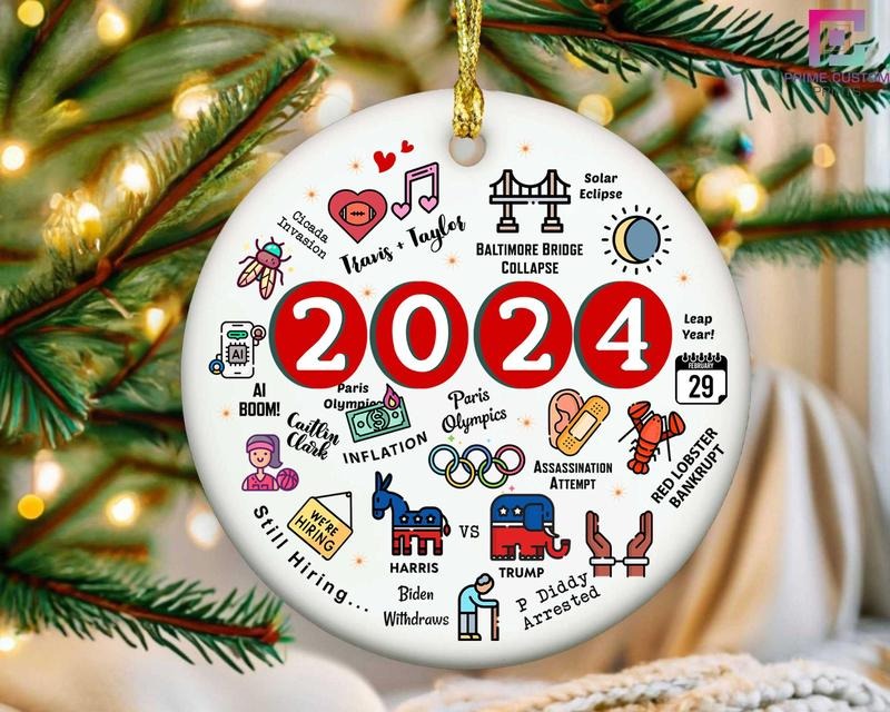 2024 Christmas Ornament, 2024 Year in Review Ornament, Major Notable Events Ornament, Funny Cute Year to Remember...