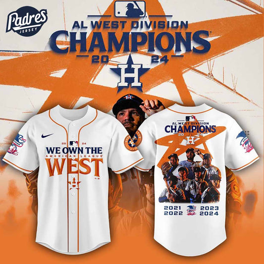 2024 Houston Astros Fanatics Al West Division Champions Baseball Jersey - Padres Jersey Oasis: Elevate Your Baseball Style Game