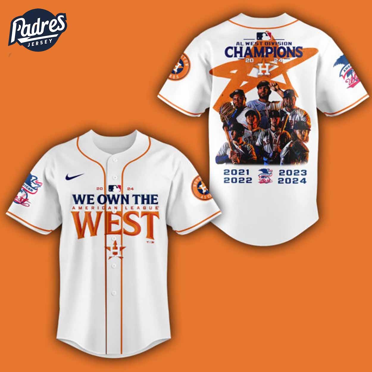 2024 Houston Astros Fanatics Al West Division Champions Baseball Jersey - Padres Jersey Oasis: Elevate Your Baseball Style Game