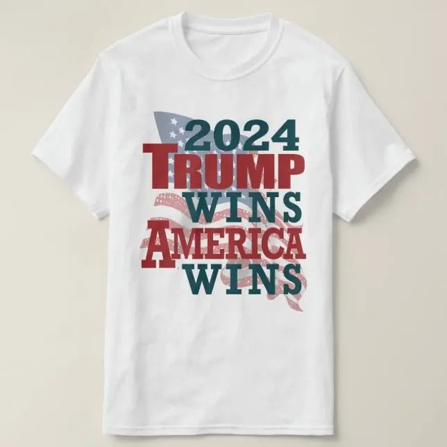 2024 Trump Wins - America Wins T-Shirt Hoodie, Sweatshirt | InkThreadWorks.com