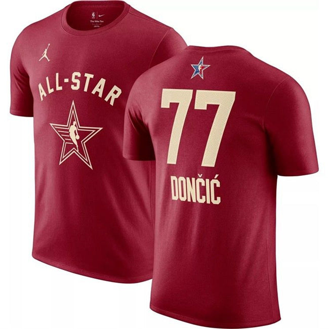 2024 All-Star #77 Luka Dončić Crimson T-Shirt Style 1
