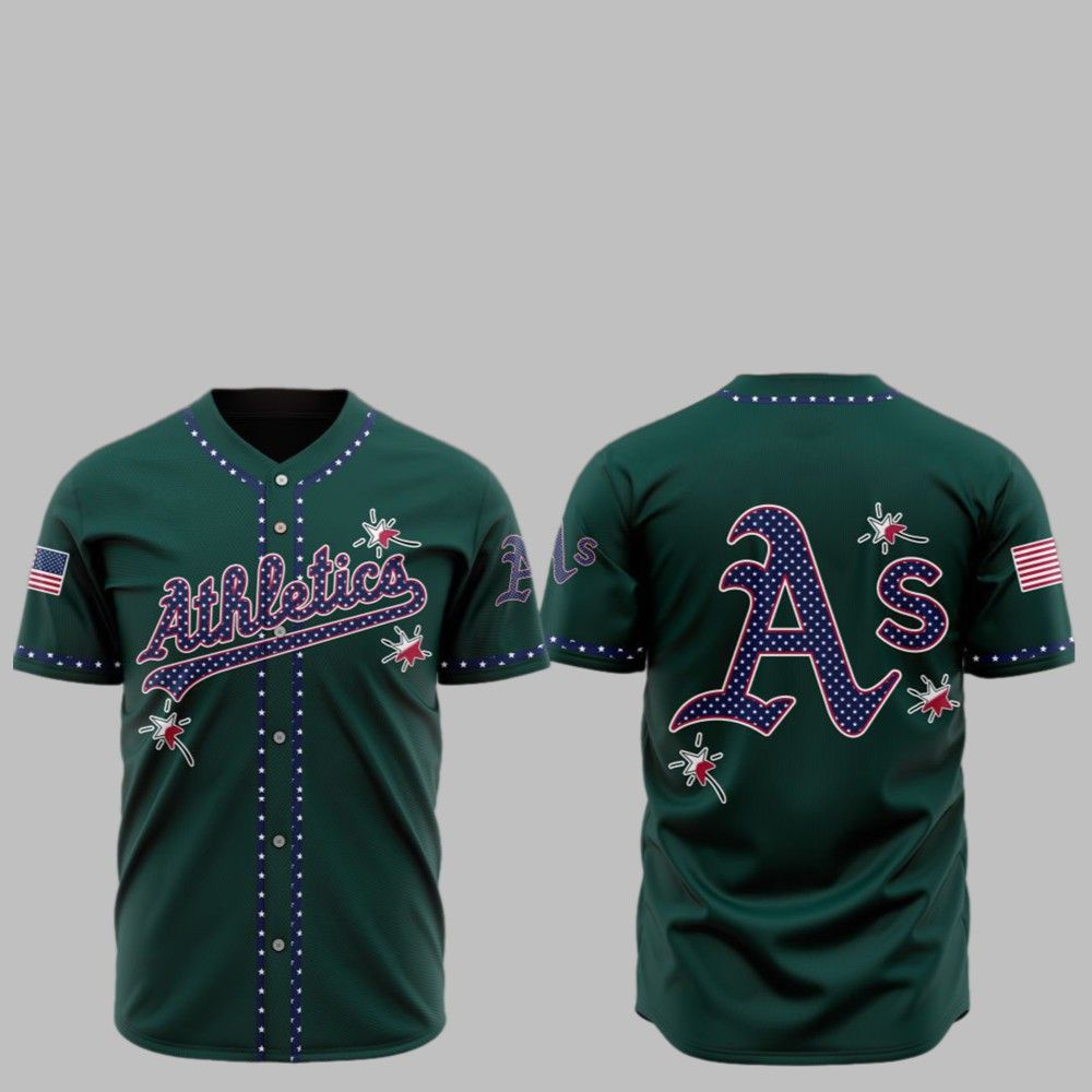 2025 Athletics Happy Independence Day Baseball Jersey - Grishko.com