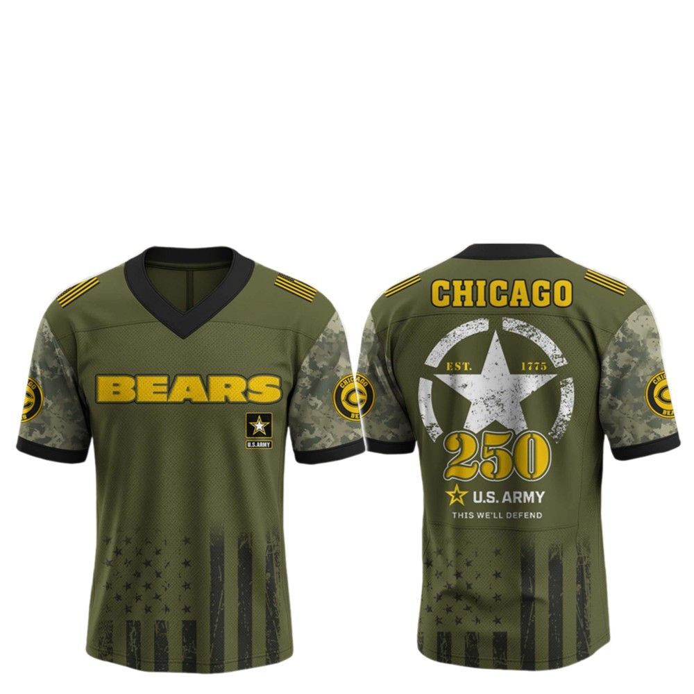 2025 Bears 250th Anniversary US Army Jersey - Grishko.com