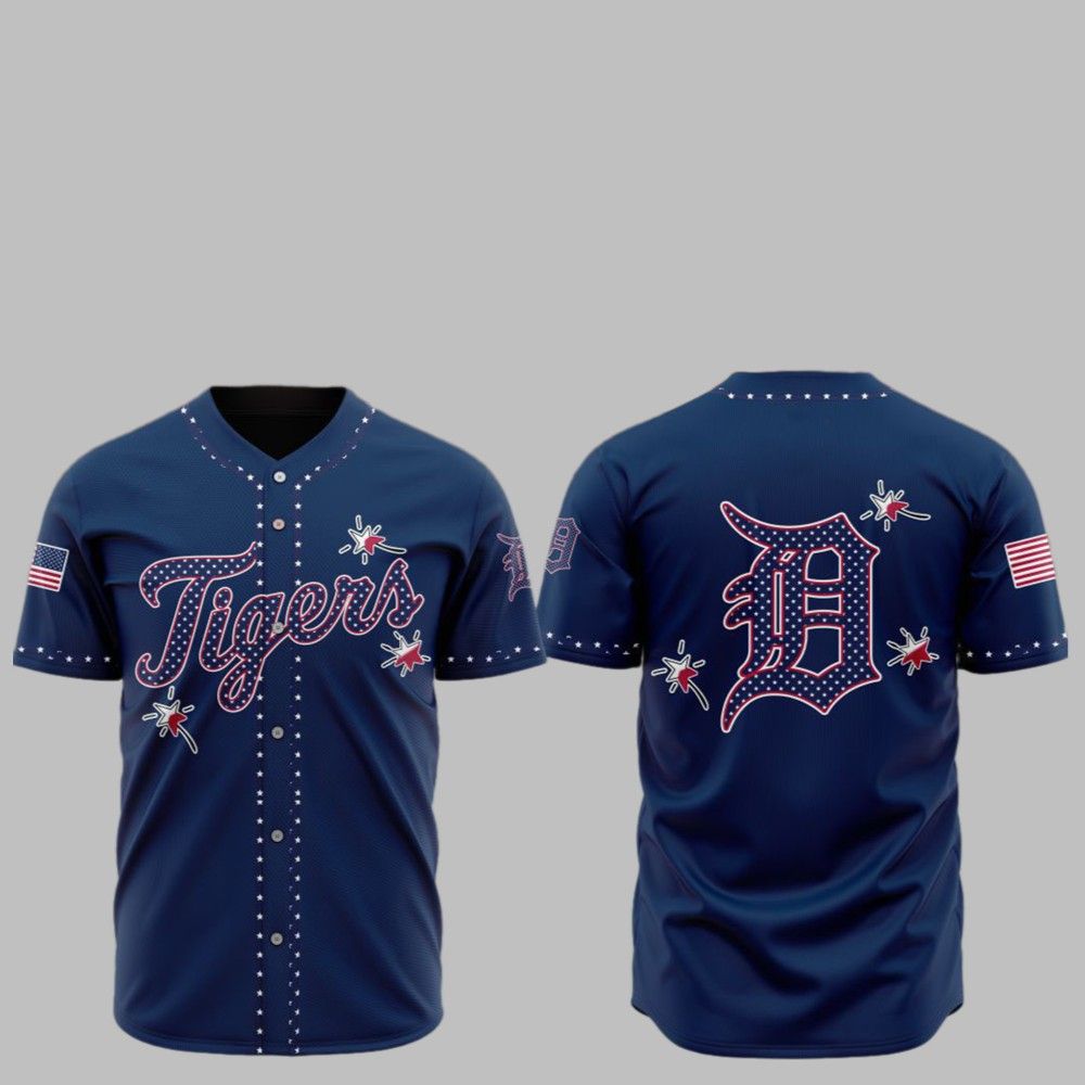 2025 Detroit Tigers Happy Independence Day Baseball Jersey - Grishko.com