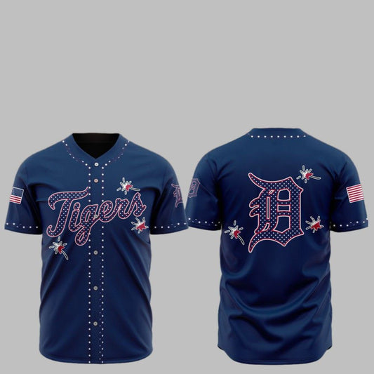 2025 Detroit Tigers Happy Independence Day Baseball Jersey - Grishko.com
