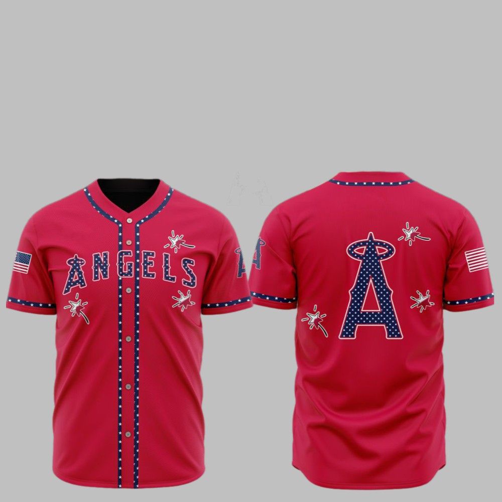 2025 LA Angels Happy Independence Day Baseball Jersey - Grishko.com