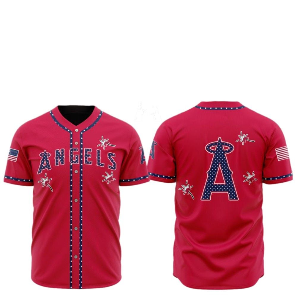 2025 LA Angels Happy Independence Day Baseball Jersey - Grishko.com