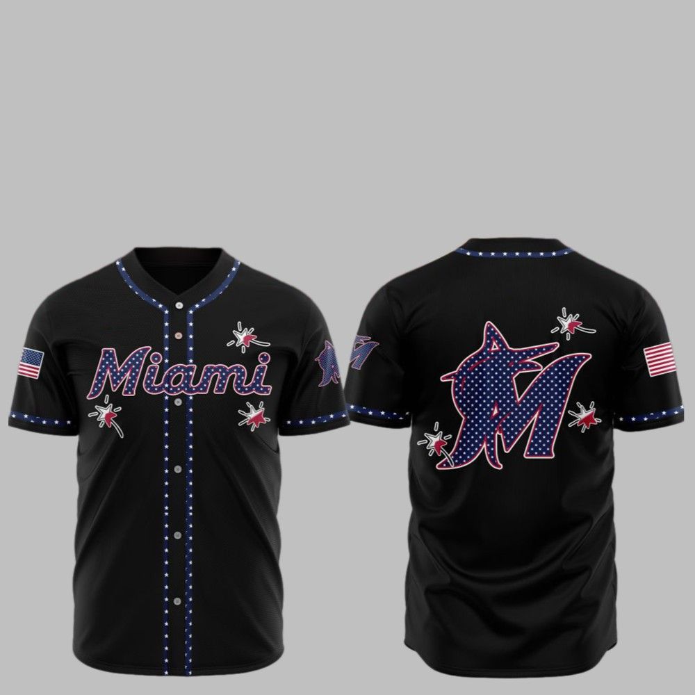 2025 Miami Marlins Happy Independence Day Baseball Jersey - Grishko.com