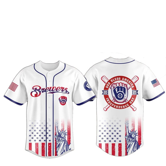 2025 Milwaukee Brewers 4th Of July Independence Day Jersey - Grishko.com
