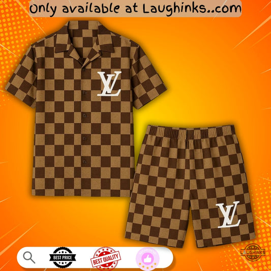 2025 New Summer Suit Lv Hawaiian Shirt And Shorts
