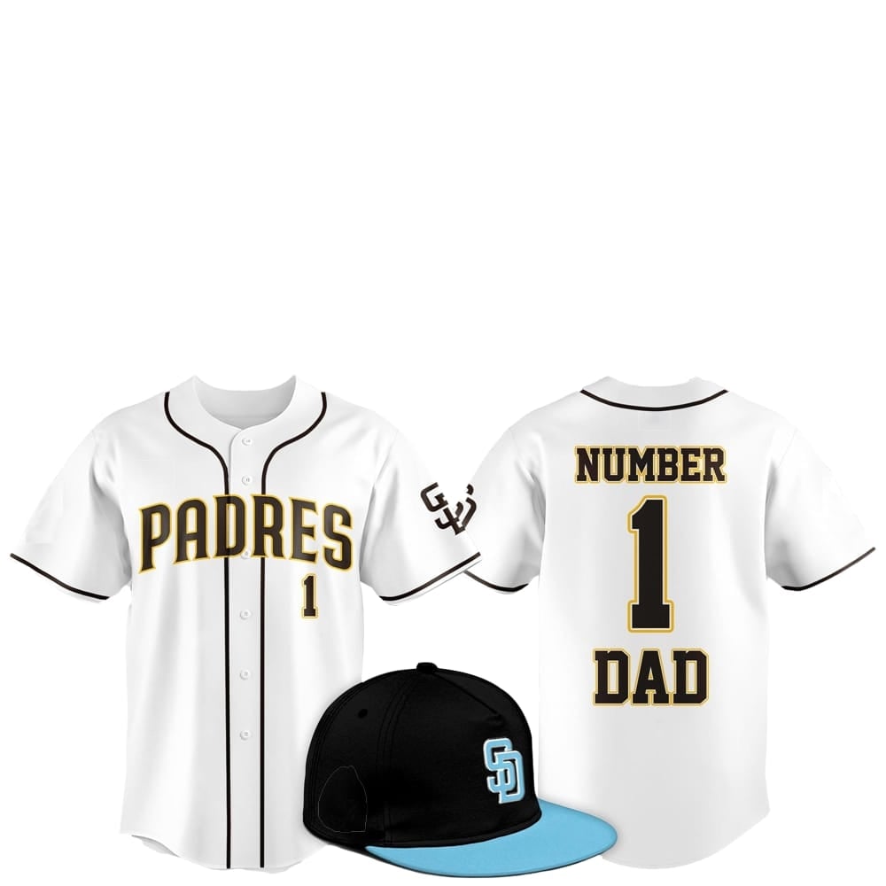 2025 SD Padres Father Day Number 1 Dad Baseball Jersey - Grishko.com