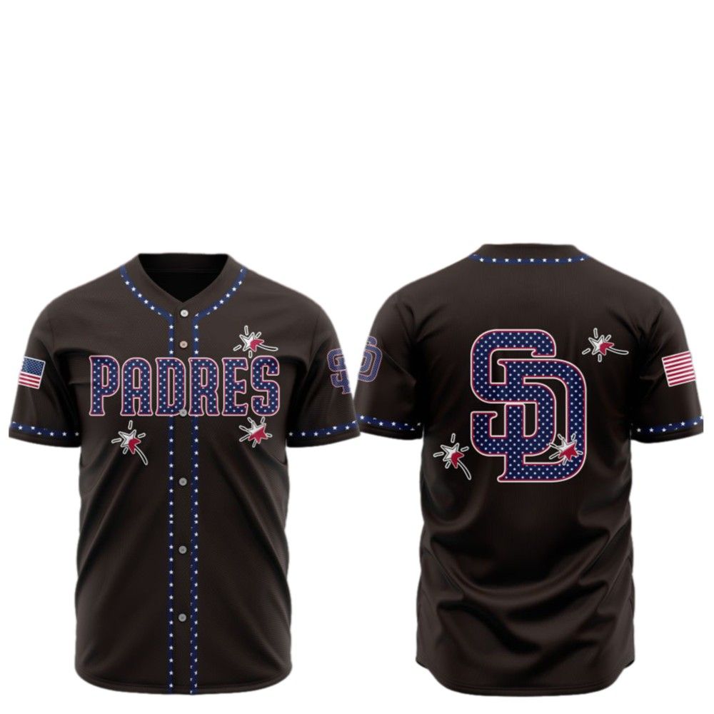 2025 SD Padres Happy Independence Day Baseball Jersey - Grishko.com