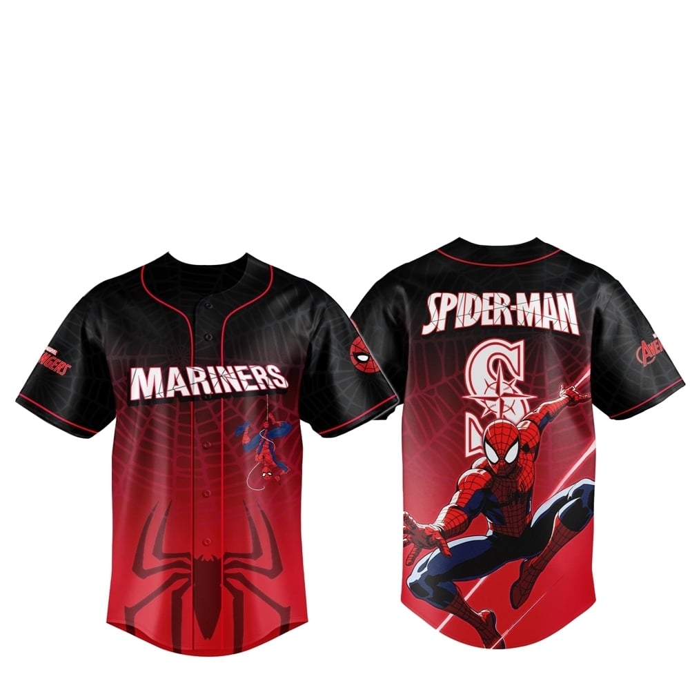 2025 Seattle Mariners Spider Man Night Baseball Jersey - Grishko.com