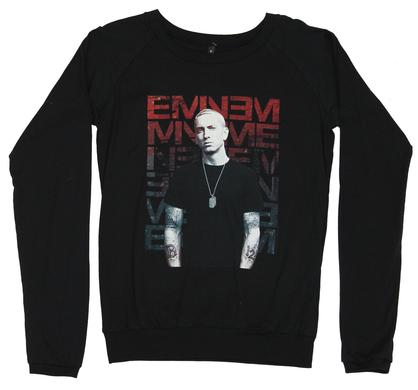 Eminem Girls Juniors Light Sweatshirt -  Photo Posed in Front of  Name Drop