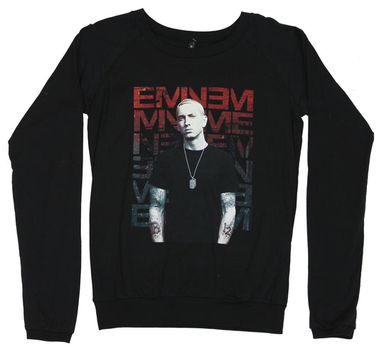 Eminem Girls Juniors Light Sweatshirt -  Photo Posed in Front of  Name Drop