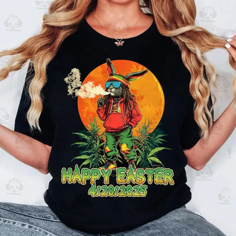 Funny 4/20/2025 Easter Skip The Hunt Smoke The Blunt Shirt, Bunny Happy Easter Day 4/20, Easter Humor Shirt, Happy Easter Day Gift For Men For Womenstyle{n002}6