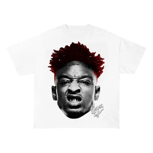 21 BIG FACE SAVAGE TEE Heavy Cotton Tee Basketball Sreetwear 90s Styled Menswear Oversized Hoodie, Sweatshirt