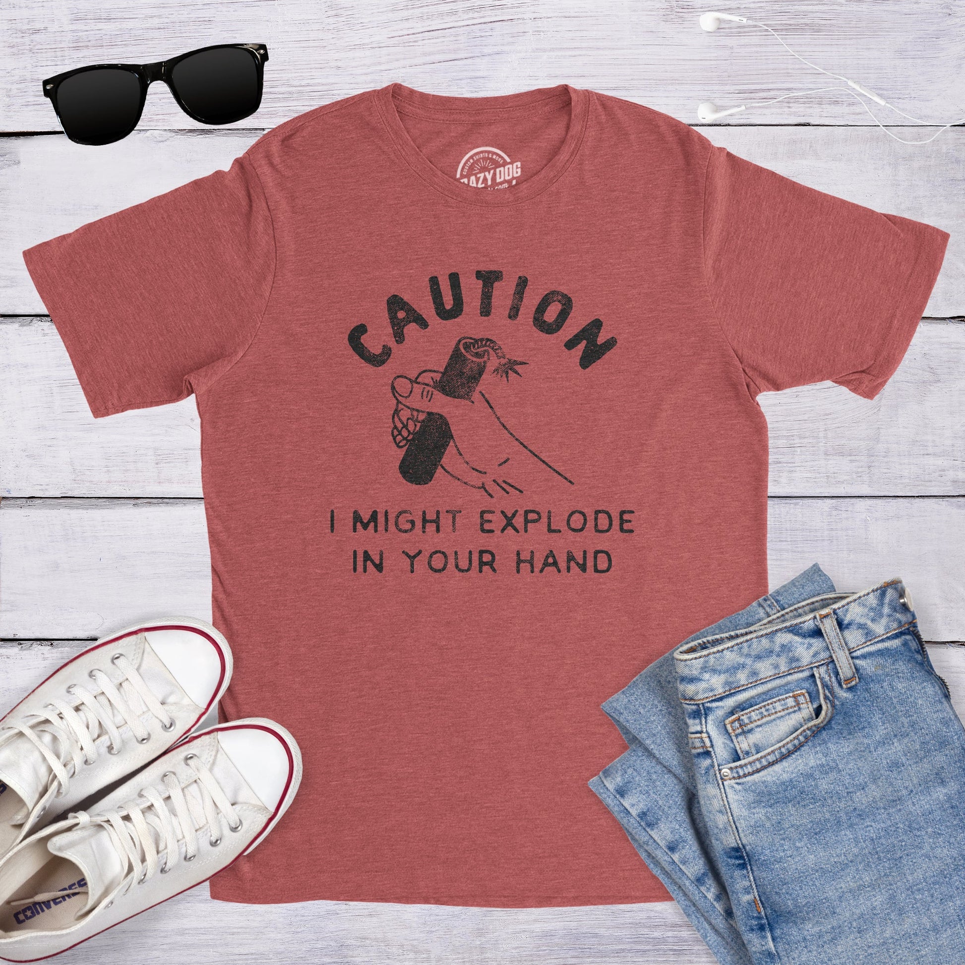 Caution I Might Explode In Your Hand Men's T Shirt Hoodie, Sweatshirt | InkThreadWorks.com (Image 3)