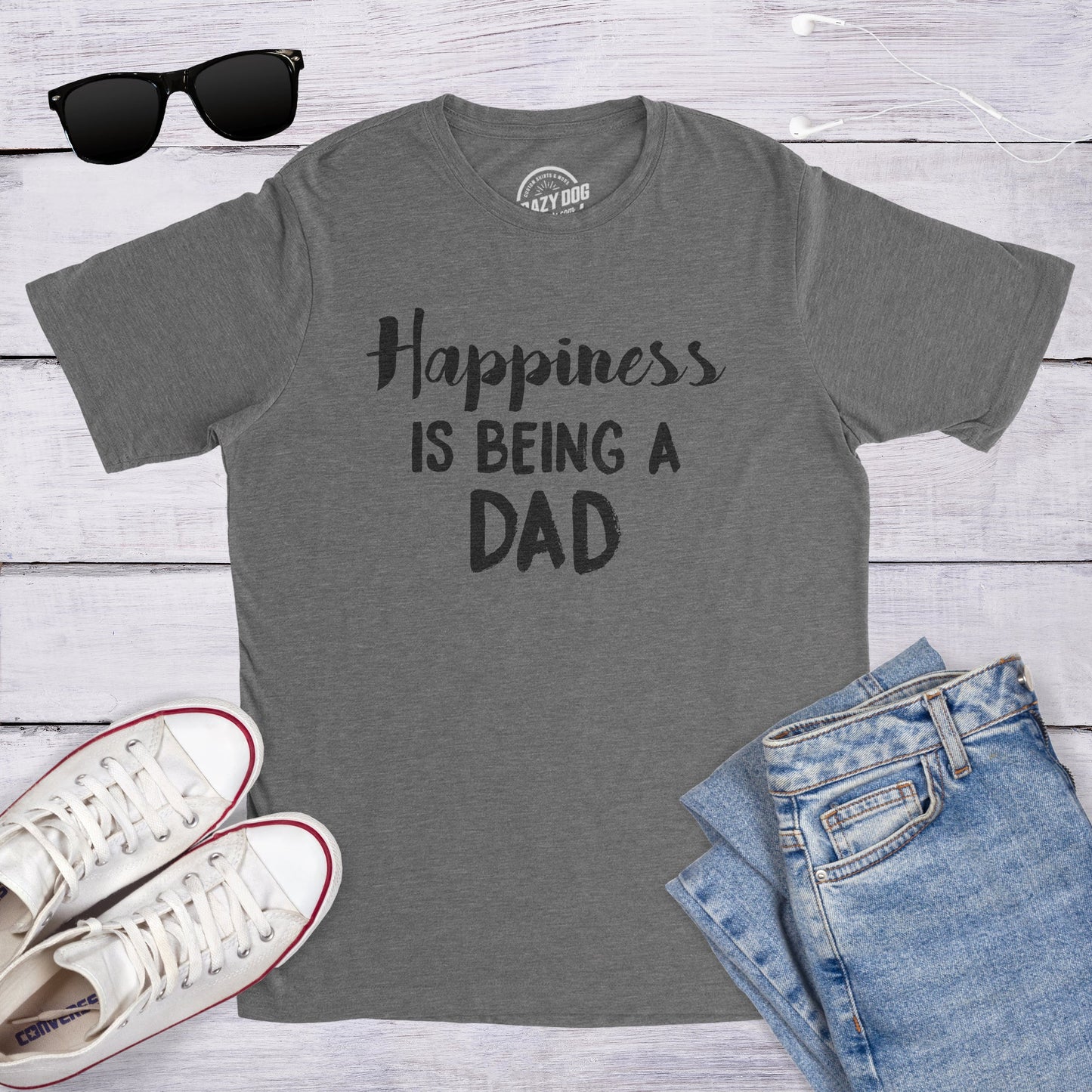 Happiness Is Being a Dad Men's T Shirt Hoodie, Sweatshirt | InkThreadWorks.com (Image 3)