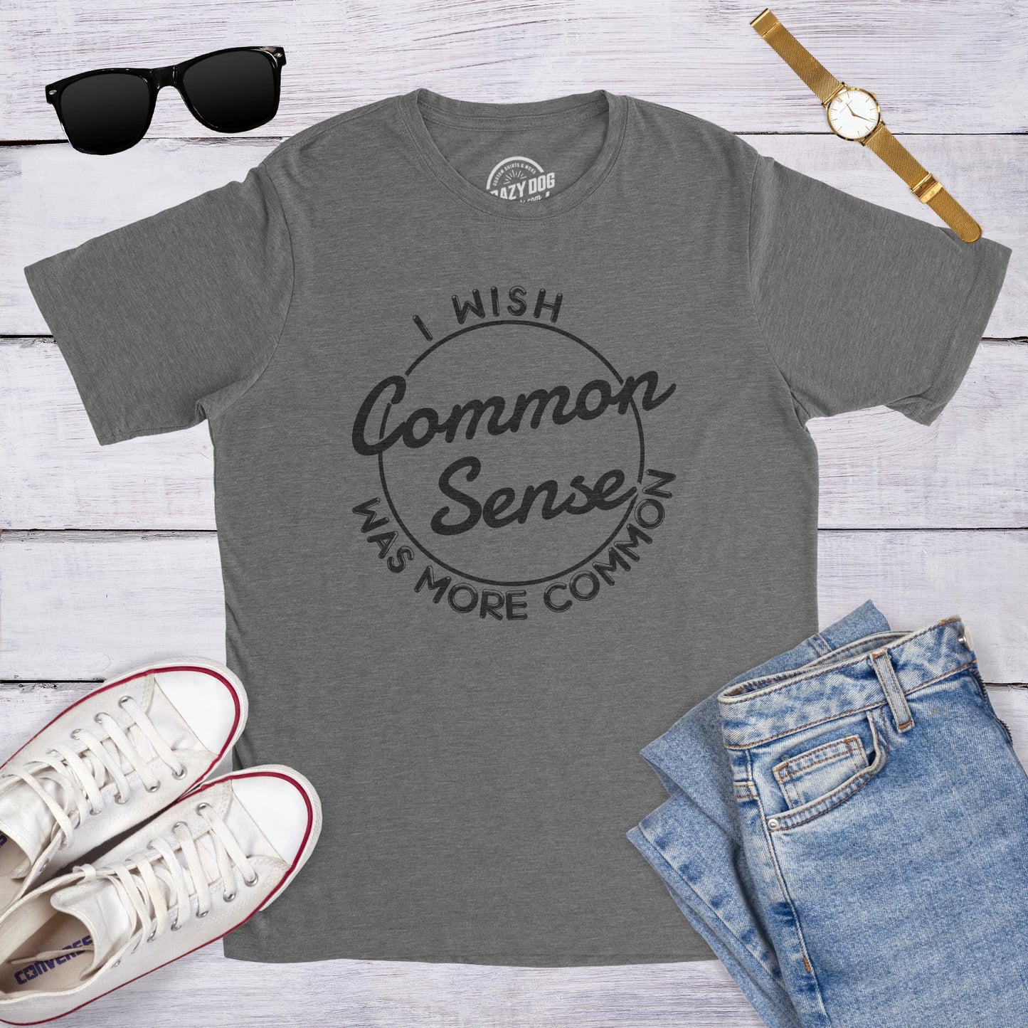 I Wish Common Sense Was More Common Men's T Shirt Hoodie, Sweatshirt | InkThreadWorks.com (Image 3)