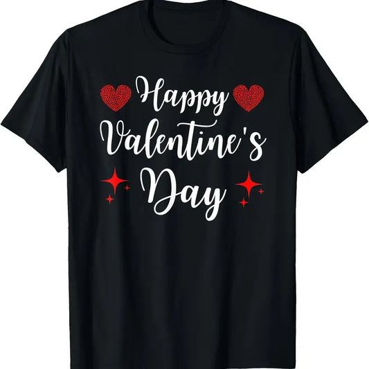 220g Cotton Printed Short-sleeved T-Shirt Funny Happy Valentines Day Heart Love Valentine Men T-Shirtmade in usa
