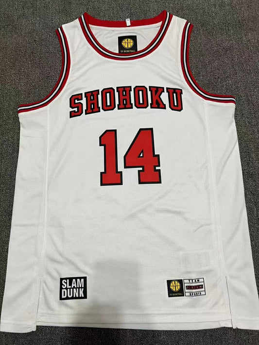 #14 slam dunk jersey white(heat pressed） Style 2