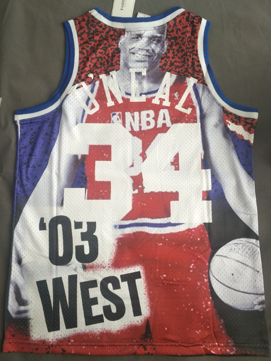 #34 O'neal 2003 all star game jersey (print) Style 1