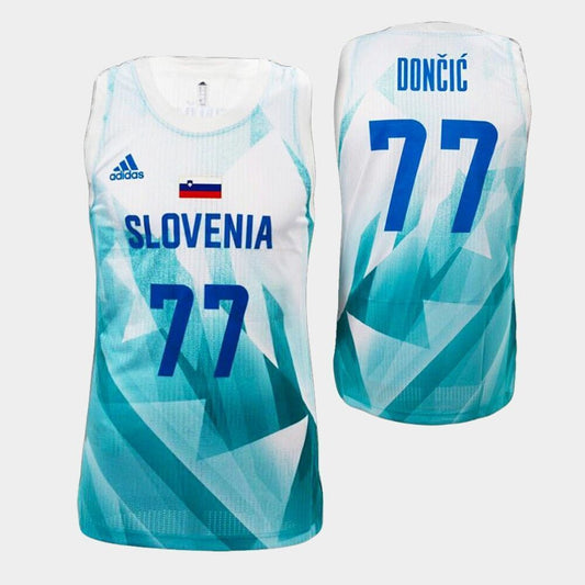 #77 Doncic Tokyo Olympic Slovenia jersey white Tokyo Olympics Team Doncic White Style 3