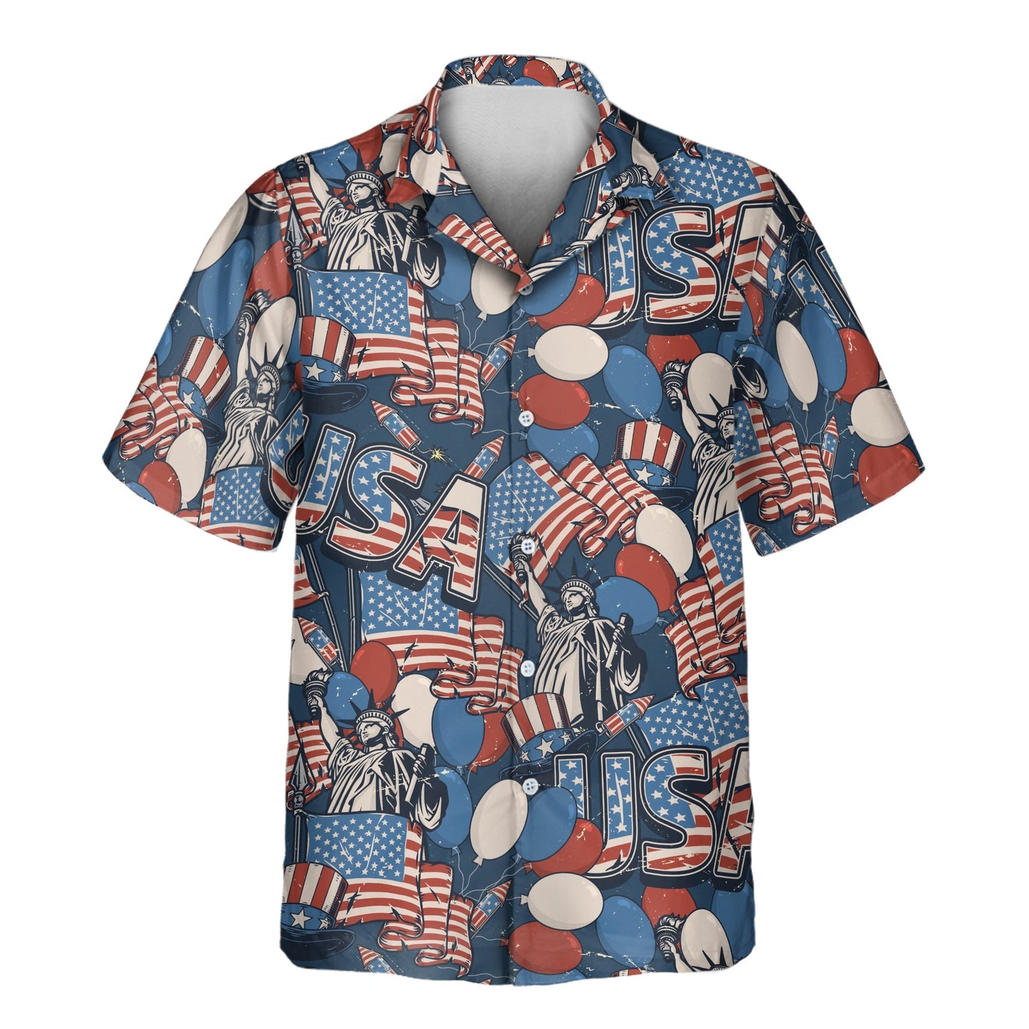Retro USA Flag | Aloha Custom Hawaiian Shirts with Faces or Logos
